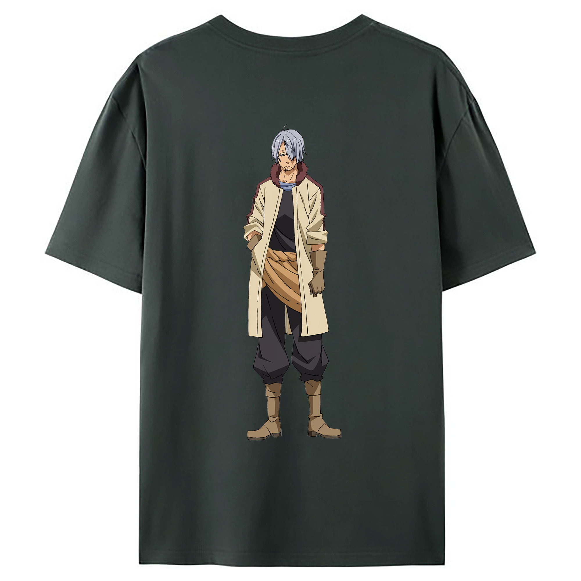 （画像用） 転スラ Regarding Reincarnated to Slime 綿100％ メンズ半袖Tシャツ（バックプリント） 通気性